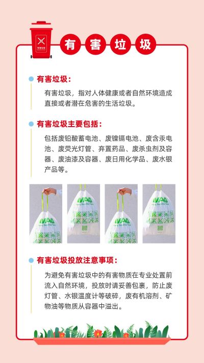 垃圾分类有害垃圾卡通科普竖版配图 模板ID：9235