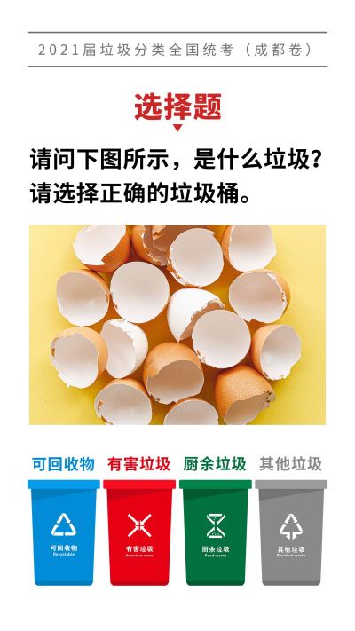 垃圾分类统考成都卷创意竖版配图 模板ID：9236