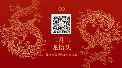 二月二龙抬头红金大气中国风二维码 模板ID：9868
