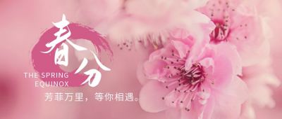 春分节气春暖花开樱花实景公众号首图 模板ID:10246