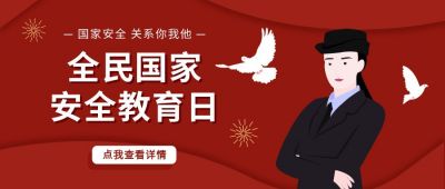 全民国家安全教育日红色扁平插画公众号首图 模板ID：10434