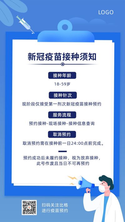 新冠疫苗接种须知手机海报 模板ID:10735