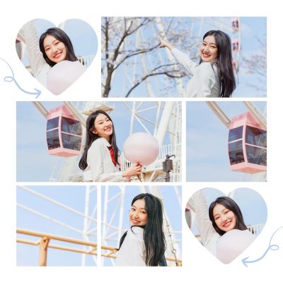 清新简约爱心创意九宫格7张拼图 模板ID:11609