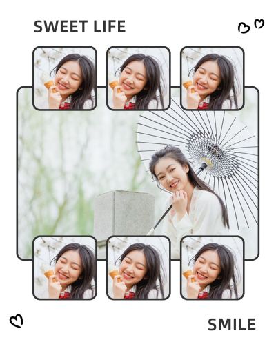 简约清新文艺可爱7张拼图 模板ID：11633