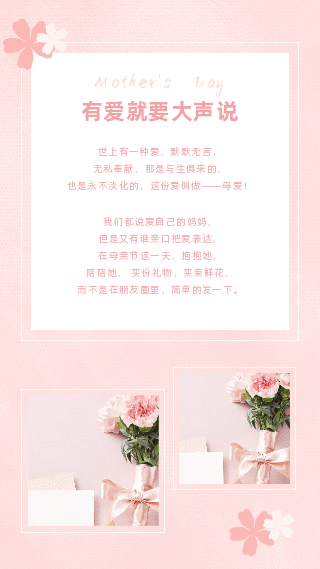 粉色清新花朵母亲节动态竖版配图 模板ID：11942