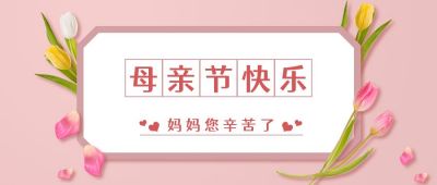 粉色卡片鲜花实景母亲节祝福公众号封面首图 模板ID：12022