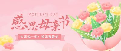 清新母亲节康乃馨祝福公众号封面首图 模板ID：12037