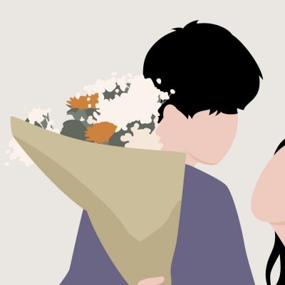 520情人节简约文艺扁平插画情侣头像 模板ID：12200