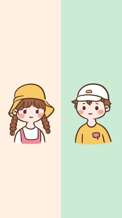 520情人节可爱情侣插画手机壁纸 模板ID：12257