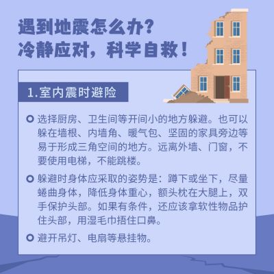 自然灾害地质灾害地震应急科普方形海报 模板ID：12657
