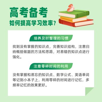 高考学习效率干货资料手绘书本方形海报 模板ID:12678