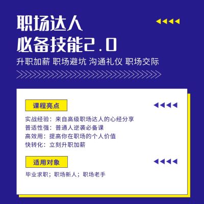 简约职场培训课程方形海报 模板ID:12717