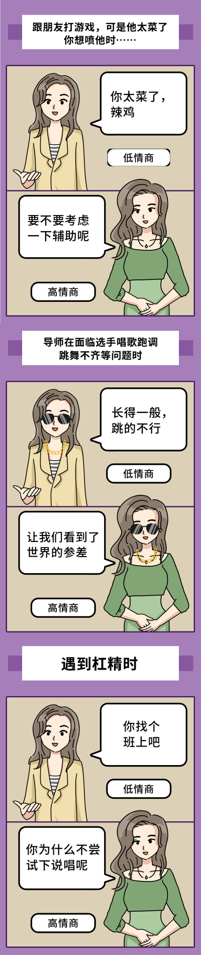 趣味高情商低情商对话条漫 模板ID：12878