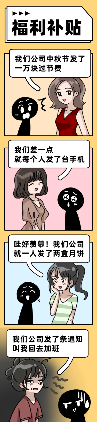 职场工作环境福利补贴对比条漫 模板ID:12842
