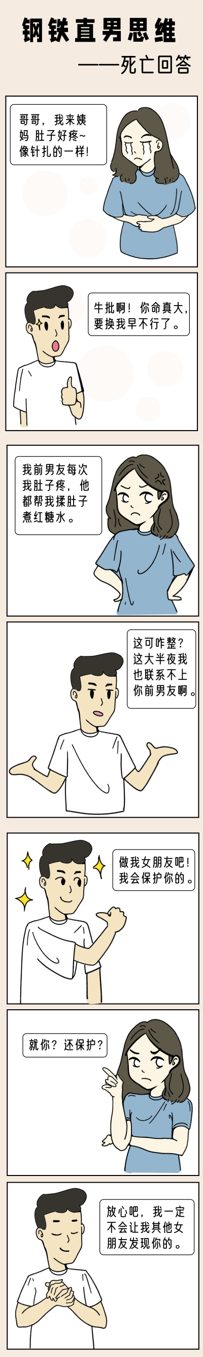 钢铁直男思维趣味对话手绘条漫 模板ID:12871