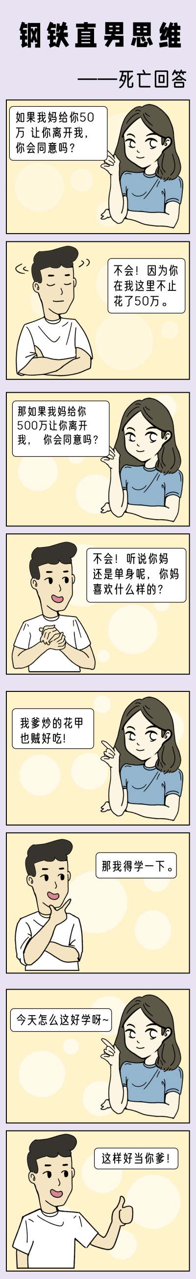 钢铁直男思维趣味对话手绘条漫 模板ID：12870
