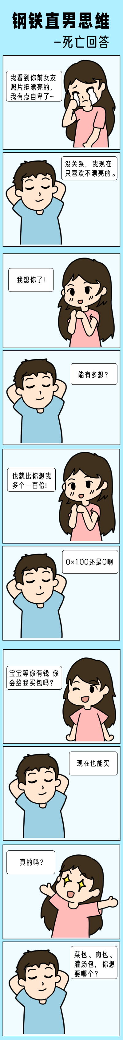 钢铁直男思维趣味手绘条漫 模板ID:12867