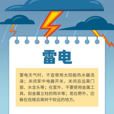 夏季雷电预警气象灾害自然灾害方形海报 模板ID：12903