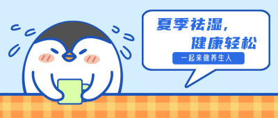 可爱企鹅夏天祛湿养生达人公众号封面首图 模板ID:13919