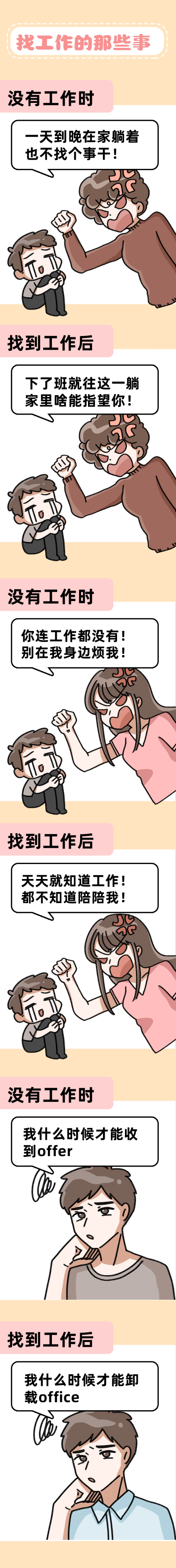简约通用职场找工作趣味条漫 模板ID：14058