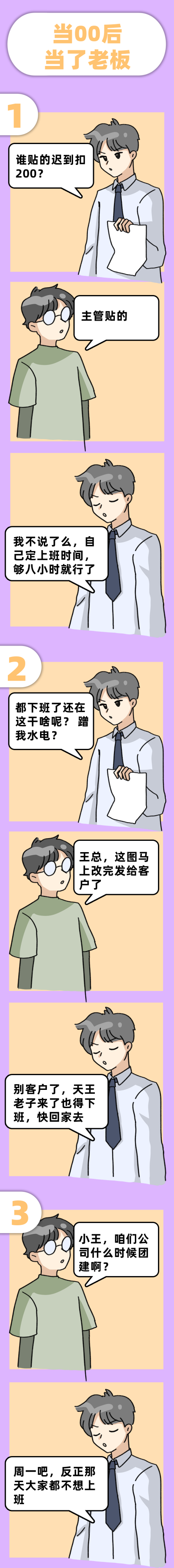 简约通用职场工作 当00后当了老板趣味条漫 模板ID：14051