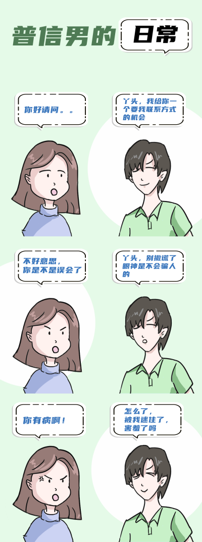 普信男的日常搞笑趣味条漫 模板ID:14136