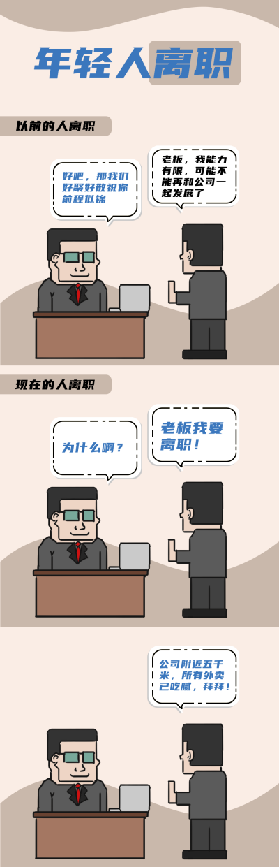 职场年轻人离职原因对比搞笑条漫 模板ID:14155