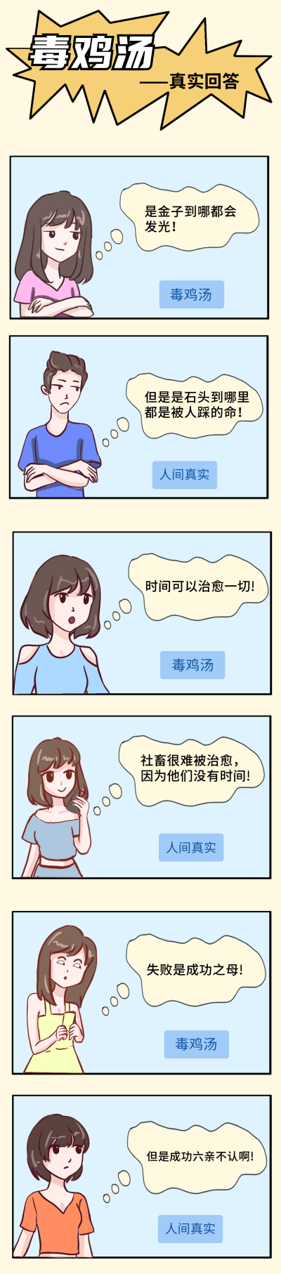 毒鸡汤人间真实趣味搞笑条漫 模板ID：14140
