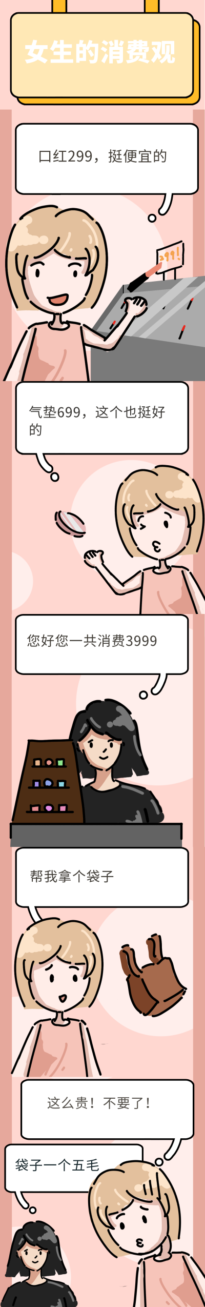 女生的消费观趣味条漫 模板ID：15096
