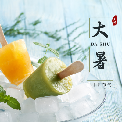 简约实景大暑节气方形海报 模板ID:15264