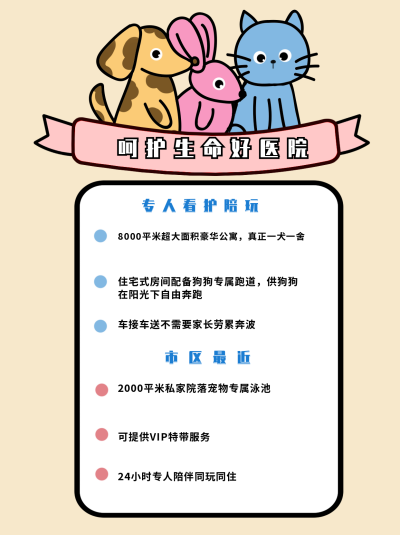 宠物医院促销小红书封面 模板ID:16072