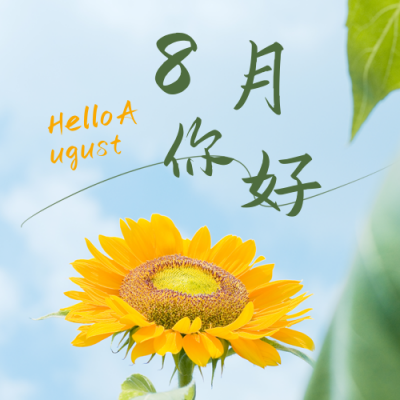 简约清新8月你好月初问候公众号次图 模板ID：15932