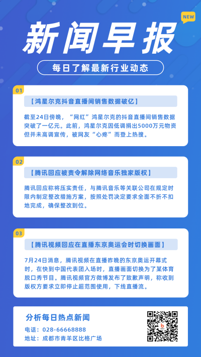 简约新闻早报行业资讯手机海报 模板ID：15910