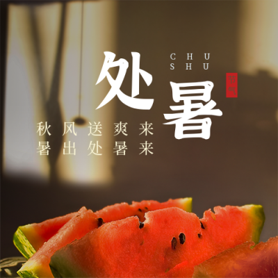 二十四节气处暑实图简约公众号次图 模板ID:16016