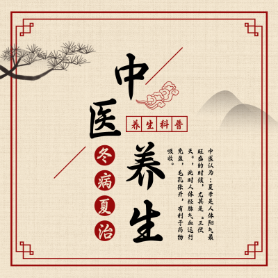 复古中医养生艾灸方形海报 模板ID:16312