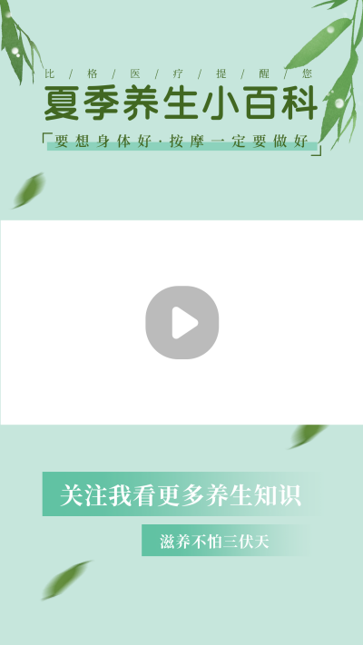 医疗健康夏季养生按摩清新绿色树叶视频边框 模板ID：16254