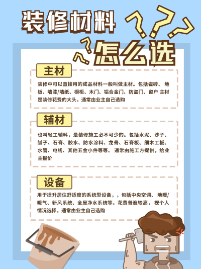 装修材料推荐手绘小红书封面 模板ID:16855