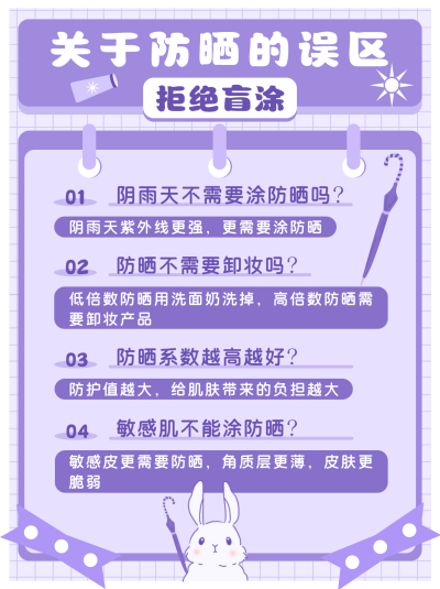 防晒小知识手绘小红书封面 模板ID:16555