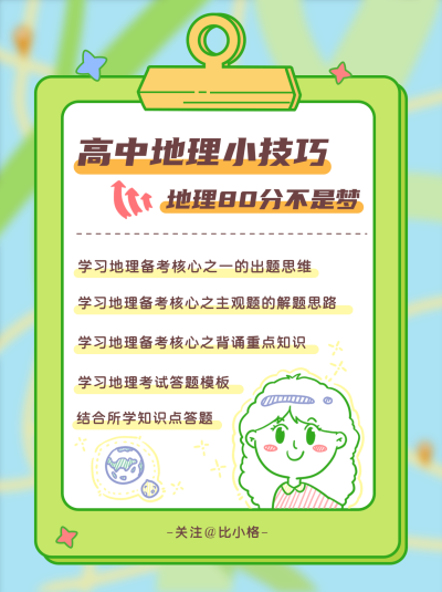 简约扁平手绘高中地理小技巧小红书封面 模板ID:16640