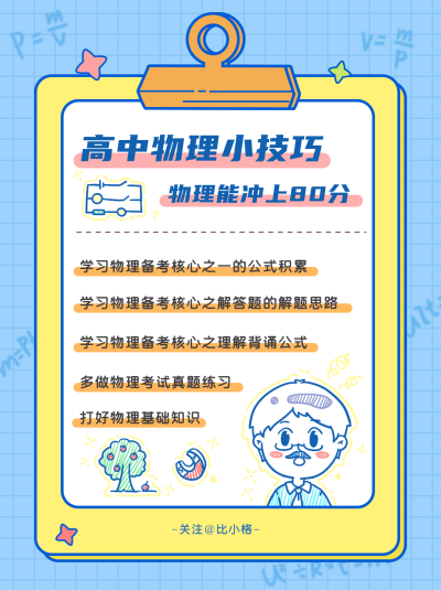 简约扁平手绘物理小技巧小红书封面 模板ID：16887