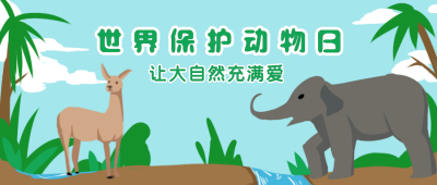 世界动物公益保护卡通公众号封面首图 模板ID：20793