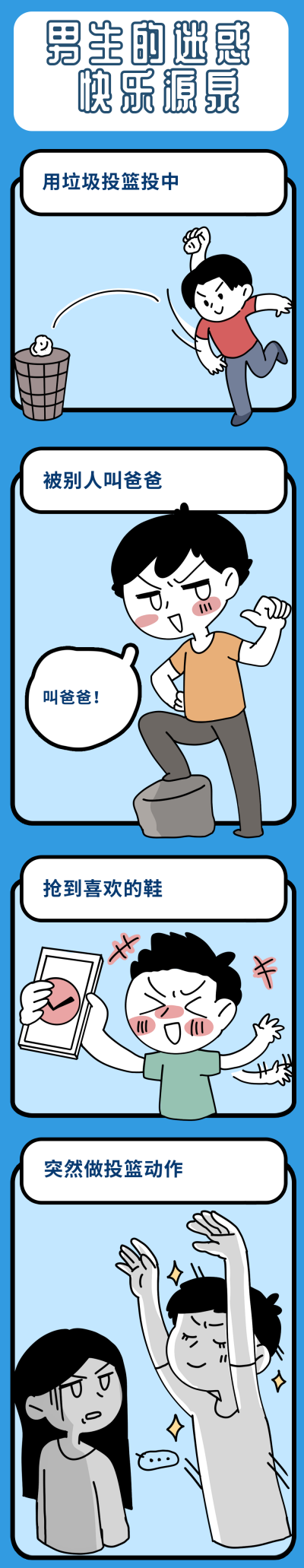 男生的迷惑快乐源泉趣味条漫 模板ID:17484
