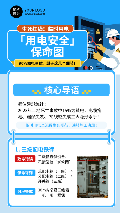 用电安全知识科普简约宣传海报 模板ID：767785