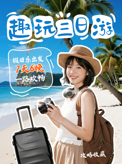 旅游出行宣传活动实景小红书封面 模板ID：768252
