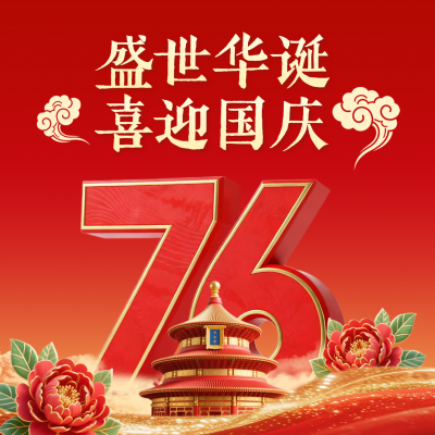 国庆节3D祝福方形海报 模板ID：769085