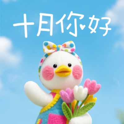 十月你好可爱鸭鸭公众号次图 模板ID：769306