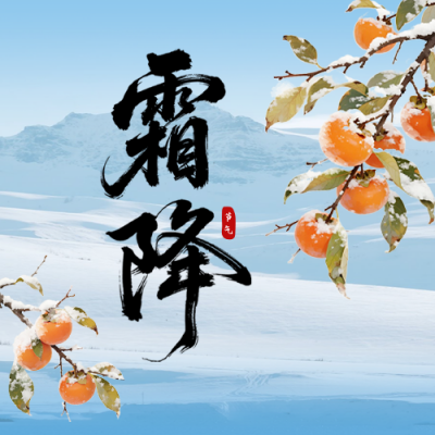 霜降手绘柿子祝福公众号次图 模板ID：769495
