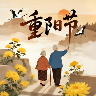 九九重阳节活动宣传手绘封面次图 模板ID：769532