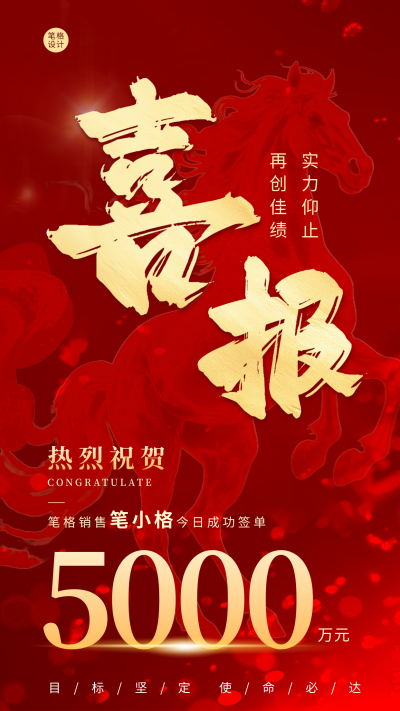 马年开门红喜报销售业绩表彰海报 模板ID:769900