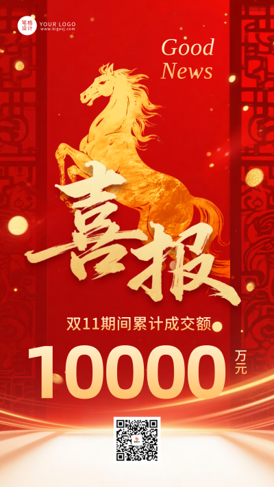 马年开门红业绩表彰喜报手机海报 模板ID:770013